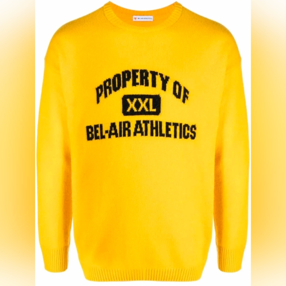 Bel-Air Athletics Wool Knit Sweater In Yellow! Size Large Like New!